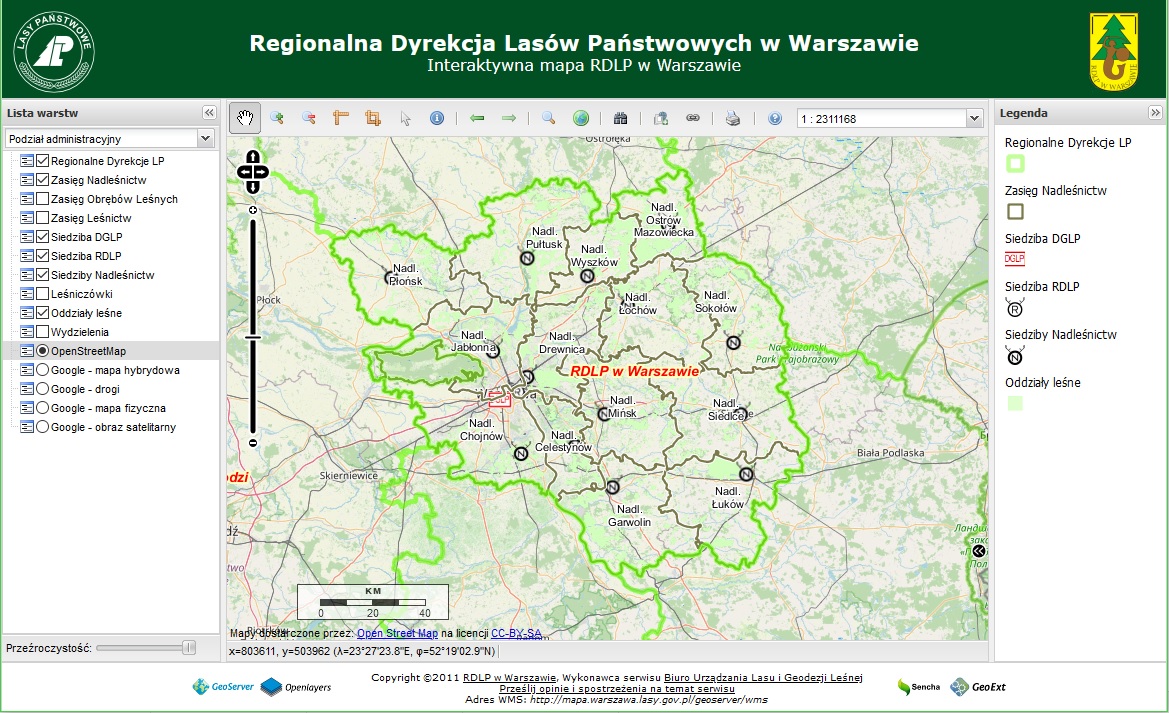 mapa warszawy gov pl Mapa(y) lasów   Nadleśnictwo Wyszków   Lasy Państwowe